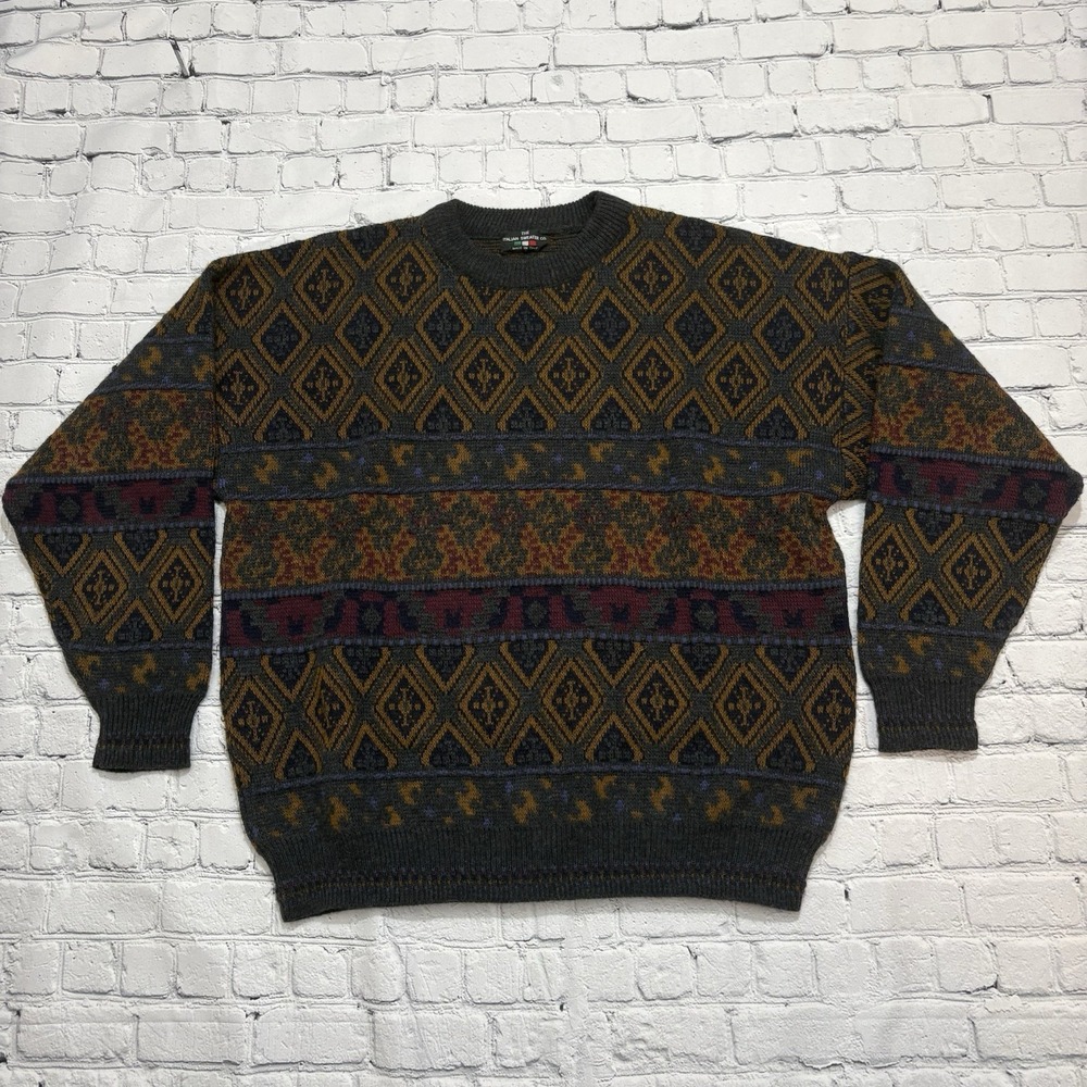 Vintage XL The Italian Sweater Co Knit Sweater Wool Acrylic Blend Grandpacore